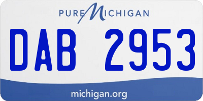 MI license plate DAB2953