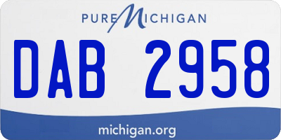 MI license plate DAB2958