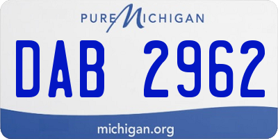 MI license plate DAB2962