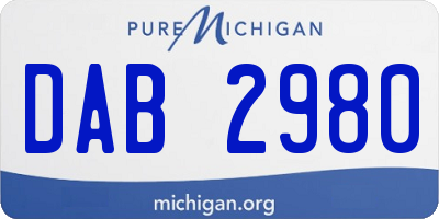 MI license plate DAB2980