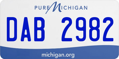 MI license plate DAB2982