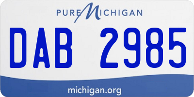 MI license plate DAB2985