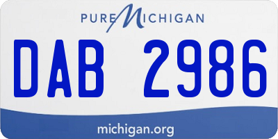 MI license plate DAB2986