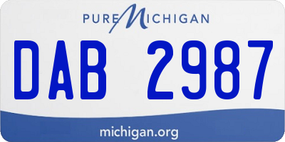 MI license plate DAB2987