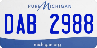 MI license plate DAB2988