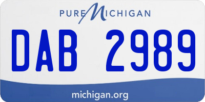 MI license plate DAB2989