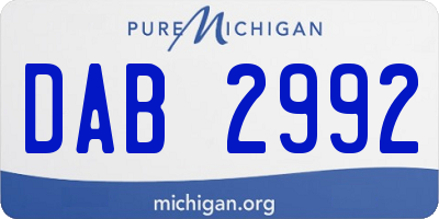 MI license plate DAB2992