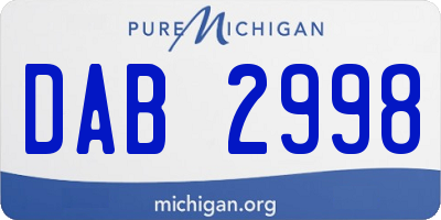 MI license plate DAB2998