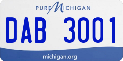 MI license plate DAB3001