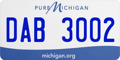 MI license plate DAB3002