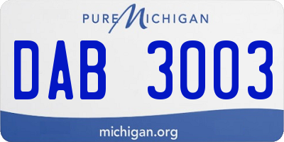 MI license plate DAB3003