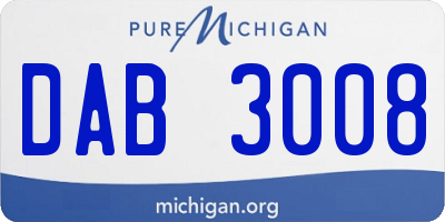 MI license plate DAB3008