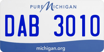 MI license plate DAB3010