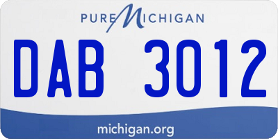 MI license plate DAB3012