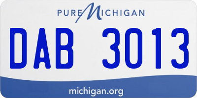 MI license plate DAB3013