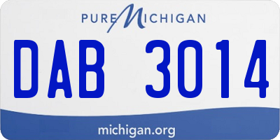 MI license plate DAB3014