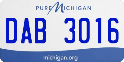 MI license plate DAB3016