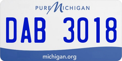 MI license plate DAB3018