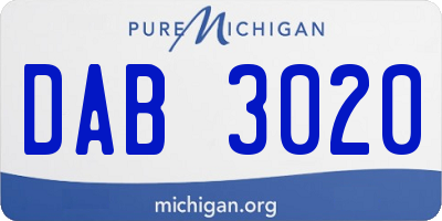 MI license plate DAB3020