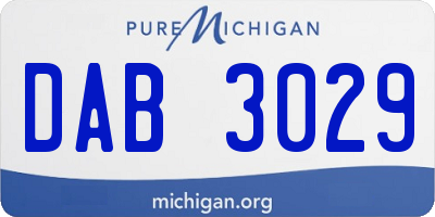MI license plate DAB3029