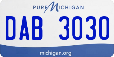 MI license plate DAB3030