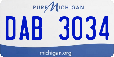 MI license plate DAB3034