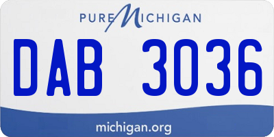 MI license plate DAB3036