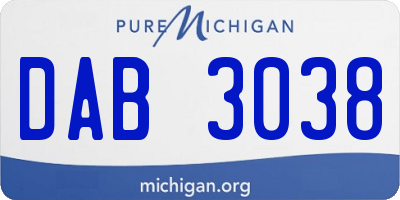 MI license plate DAB3038