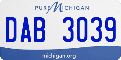 MI license plate DAB3039