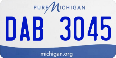 MI license plate DAB3045