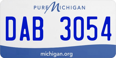 MI license plate DAB3054