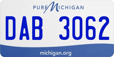 MI license plate DAB3062