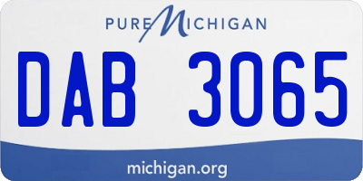 MI license plate DAB3065