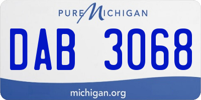 MI license plate DAB3068