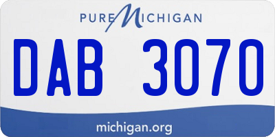 MI license plate DAB3070