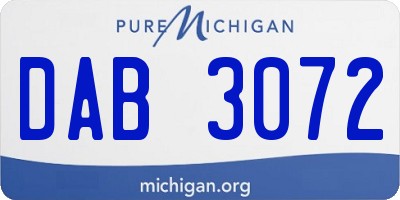 MI license plate DAB3072