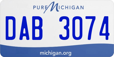 MI license plate DAB3074