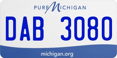 MI license plate DAB3080