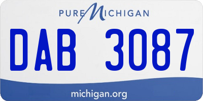 MI license plate DAB3087