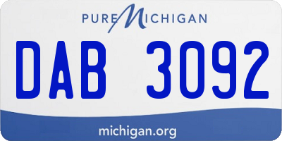 MI license plate DAB3092