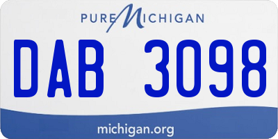MI license plate DAB3098