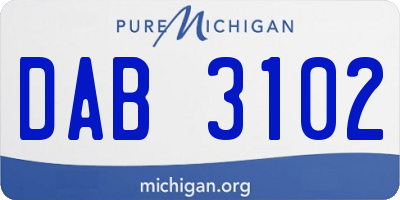 MI license plate DAB3102