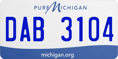 MI license plate DAB3104