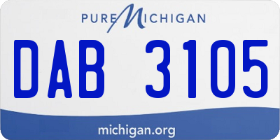 MI license plate DAB3105