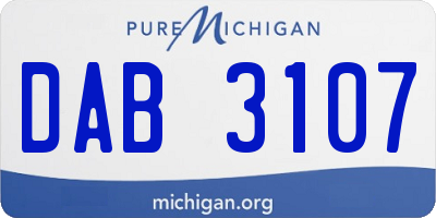 MI license plate DAB3107