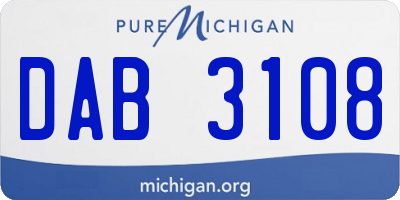 MI license plate DAB3108