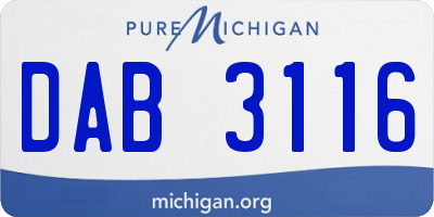 MI license plate DAB3116