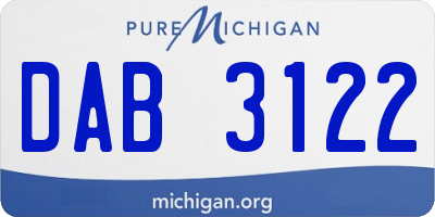 MI license plate DAB3122