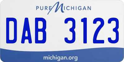 MI license plate DAB3123