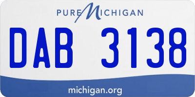 MI license plate DAB3138